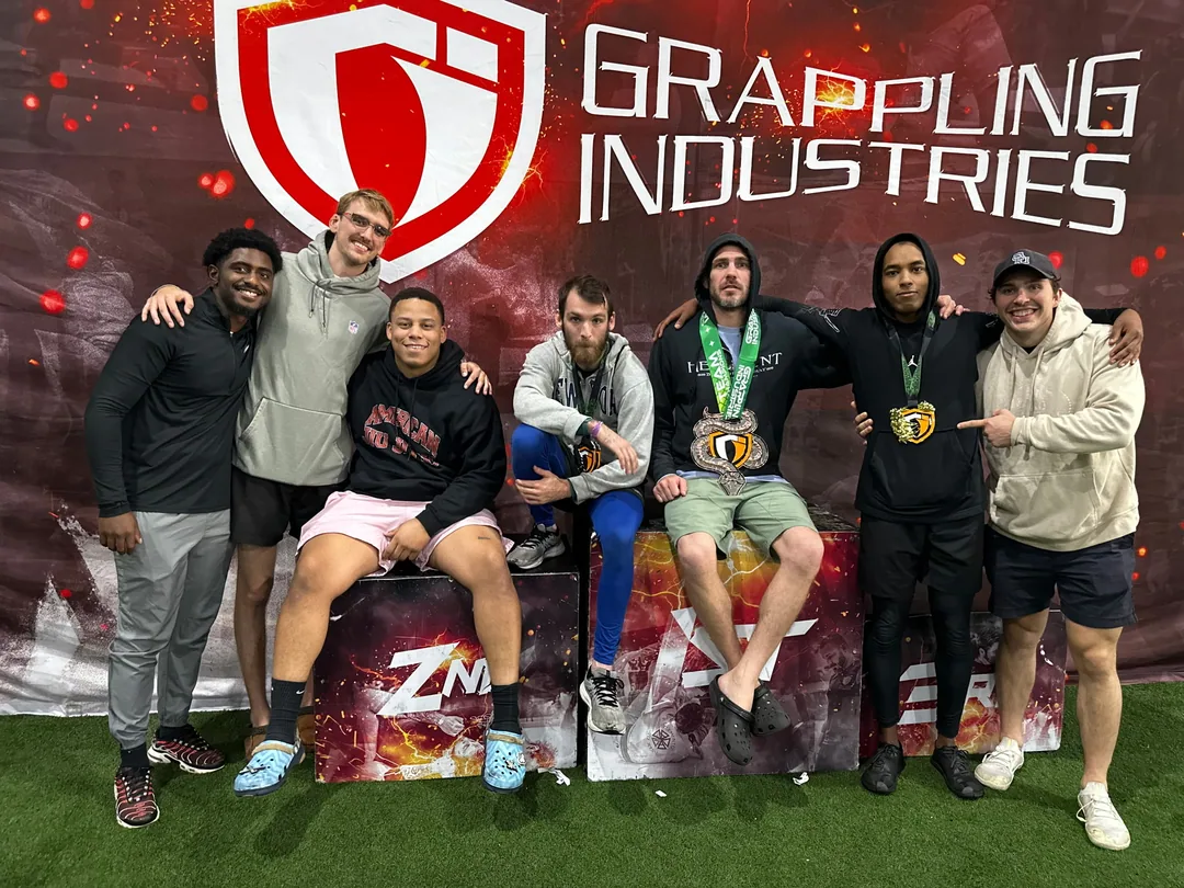 The CPJJ adult competition team with their medals at a Grappling Industries event