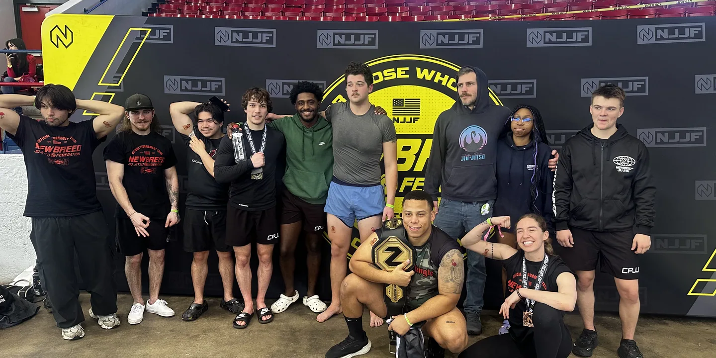 The CPJJ competition team together at a no-gi tournament